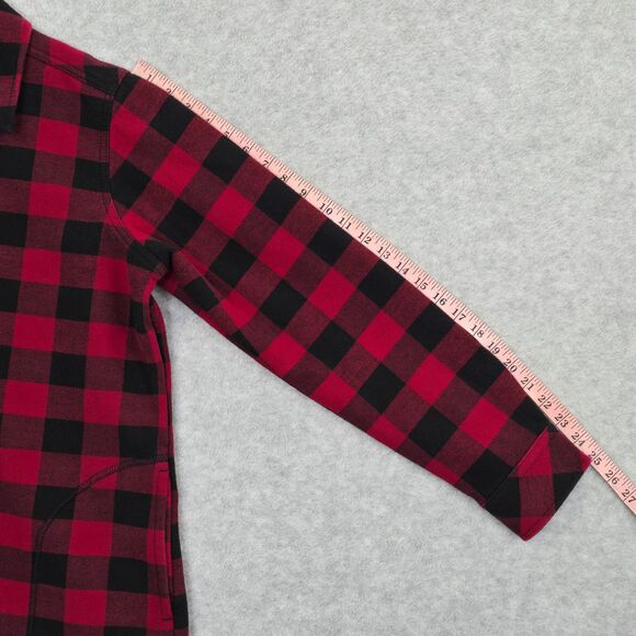 Orvis Womens XL Red Black Buffalo Check Plaid Flannel Fleece Lined Shacket Shirt - Picture 10 of 10